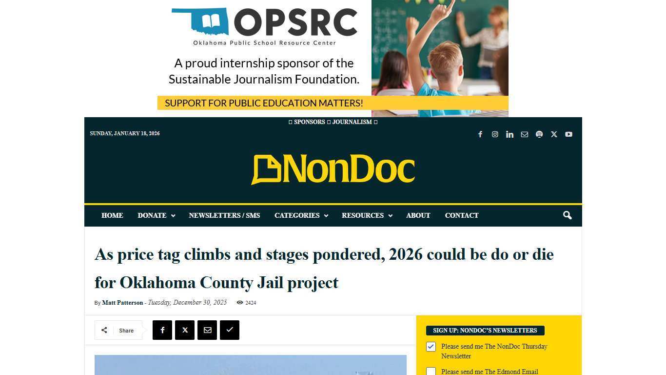 As price tag climbs and stages pondered, 2026 could be do or die for Oklahoma County Jail project