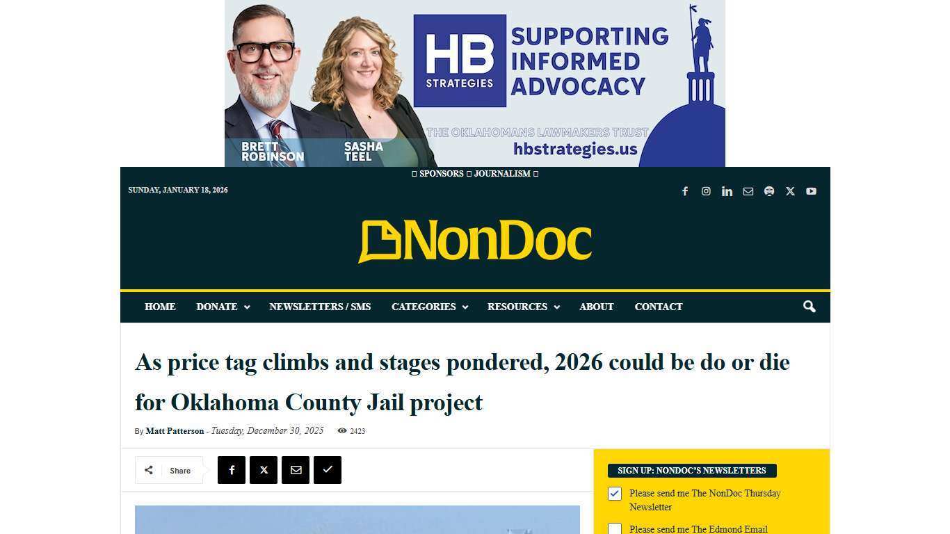 As price tag climbs and stages pondered, 2026 could be do or die for Oklahoma County Jail project